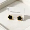 Brincos de Tarraxa de Trevo de Quatro Folhas de Venda Quente Transfronteiriça Nicho High-End Aço Inoxidável Cor Duradoura Coração Totalmente cravejado de Diamante Joia Versátil de Luxo Leve