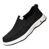 Zapatos para Hombres Mayores, Zapatos Casuales Transpirables sin Cordones, Zapatos de Lona Cómodos para Hombre con Suela Suave Antideslizante, Estilo Perezoso Negro y Gris