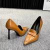Tacones Altos Elegantes Negros de Punta para Mujer, Nuevo Estilo Vintage 2026 con Hebilla Cuadrada Pequeña, Adecuados para el Trabajo