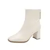 Botines de Tobillo de Tacón Grueso y Punta Cuadrada para Mujer 2026 Otoño/Invierno Nuevo Estilo Botas Adelgazantes Elegantes Botas Martin de Tacón Alto Botines Franceses Pequeños