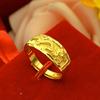Anillo vietnamita de dragón y fénix de oro, anillo antiguo esmerilado, latón chapado en oro, dragón y fénix Chengxiang brillante, anillo de pareja con boca abierta