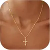 Colar Amazon banhado a ouro pingente de cruz colar empilhado de camada dupla personalidade de nicho lateral Cruz de Diamante pescoço