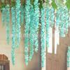 Flor de glicínia de casamento DIY flor artificial rattan de hortênsia longa flor de seda planta verde flor artificial atacado flor de feijão de hortênsia