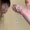 Brincos de Ano Novo e Natal Floco de Neve Giratório Argola de Orelha Brilhante Zircônia Brilhante Brincos de Franja Inverno Alto Senso Temperamento Brincos Femininos