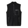 Colete Masculino Outono/Inverno 2025 Lã de Seda Amora Tricotado com Bolsos Gola Alta Jaqueta Tricotada Espessa