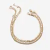 Conjunto Transfronterizo Europeo y Americano de Joyería para Pies, Tobillera Multicapa Moderna y Sencilla, Estilo Cadena de Aleación Metálica, para Mujeres en la Playa