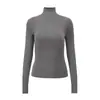 Camiseta Básica de Punto con Cuello Medio Cepillado 2026 Otoño Nuevo Ajustada de Manga Larga