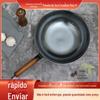Wok de Ferro Fundido Sem Revestimento Wok de Ferro Fundido Antigo Doméstico Fundo Redondo Wok Antiaderente Fogão de Indução Gás Universal Wok