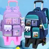 Mochila con Ruedas para Estudiantes de Primaria de 1º a 3º y 6º Grado, Mochila con Ruedas para Niños de Seis Ruedas y Dos Ruedas, Mochila Escolar Desmontable de Gran Capacidad