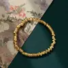 Pulsera Dorada Trenzada a Mano Estilo Antiguo Arena Dorada Enrollada, Anillo Liso, Retro, Audaz, de Nicho, Casual, Estilo Perezoso