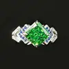 Anel Quadrado Gelo Flor Cortado Diamante de Alto Carbono S925 Clássico Luxo Leve Feminino Moda Commuting Micro-incrustado Anel Uso Diário