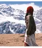 Turismo en el Oeste de Sichuan Sombrero Baotou Tejido de Punto Hueco Rojo para Mujer Otoño e Invierno Cara Borla Pequeña Sombrero de Lana Jersey Sombrero para el Frío