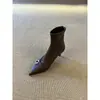 Botas Estrechas de Tacón Alto Estilo Británico de Nicho para Mujer con Hebilla de Cinturón, Punta Fina y Cremallera Trasera Botas Elásticas