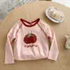 Camiseta de manga comprida para meninas Ningli, novo estilo outono, top da moda para bebês e crianças pequenas, roupa de outono para meninas