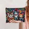 Bolsa de Maquillaje Vintage para Gatos de Venta Caliente Transfronteriza Lona con Cremallera Gran Capacidad Estuche para Lápices Almacenamiento de Cosméticos Bolsa Lavable a Mano