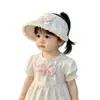 Sombrero de Algodón Puro para Bebé Niña Verano con Encaje y Moño Visera Elegante Sombrero de Sol para Bebés Niñas