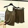 Nuevo estilo verano mujer versión coreana modal fino conjunto de dos piezas para casa con camisola acolchada y shorts