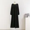 Atravessando Fronteiras 2025 Comércio Exterior Mais Vendido Solto Tamanho Grande Manga Longa Cor Sólida Suéter Vestido Robe, Primavera e Outono Vestido Longo Acima do Joelho