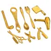 Pingente de ferramenta de aço inoxidável secador de cabelo tesoura faca de cozinha colher pingente de joia colar de brincos DIY
