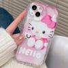 Funda para Teléfono Cream Transparente Rosa Gato Manzana 15Pro Max iPhone13 Transparente 14 Cobertura Total 12 Resistente a Caídas 11