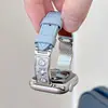 Pulsera Media de Cristal y Pedrería Adecuada para Apple Watch S12/11, Correa de Cuero con Pedrería de Corazón y Estrella para Apple Watch
