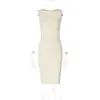 Moda feminina transfronteiriça europeia e americana novo verão cor sólida sem mangas ombro a ombro cintura franzida acinturada vestido justo sexy atacado
