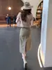 Falda de diseño con abertura estilo retro para mujer, nuevo modelo primavera-verano 2026, de cintura alta, estiliza la figura, falda midi súper elegante y versátil