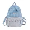 Mochila de Estilo Coreano Ins Fresca con Estampado de Cuadros y Lunares con Ribete de Encaje Femenino, Bolsa Escolar Pequeña para Estudiantes de Secundaria y Preparatoria, y Bolsa para Viajes Diarios para Estudiantes Universitarios