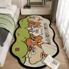 Alfombra de Cama de Terciopelo de Cristal con Dibujos de Cachorros, Alfombra de Dormitorio Antideslizante Absorbente de Agua con Forma Especial, Felpudo de Cama para el Hogar, Alfombra Refrigerante