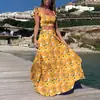 2025 Site Independente Transfronteiriço Europeu e Americano Roupas Femininas Boêmio Sexy Estampado Sem Mangas Vestido Conjunto de Duas Peças Atacado