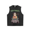 Camiseta de manga larga lavada con estampado de dibujos animados de anime japonés para hombre, top básico retro de moda nacional de gran tamaño para pareja, otoño