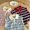 Polo Infantil sin Mangas con Cuello Camisero 2026 Verano Polo Rayado para Niños y Niñas Uniforme Escolar al por Mayor para Estudiantes de Primaria