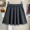 Ropa para Mujer Tallas Grandes 26 Otoño Invierno Nuevo Estilo MM Gordita Falda Mini de Punto Patchwork con Ribete de Encaje Estilo Francés de Cintura Alta Petite