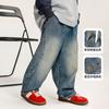 Calça Jeans Infantil Outono 2026 Novo Estilo Primavera e Outono Infantil Estilosa de Caimento Solto Estilo Coreano Escura Fashion Street Style Calça Longa