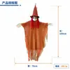 Decoración colgante de bruja naranja de Halloween con cabello largo rojo, sombrero puntiagudo y arpillera deshilachada, colgante de bruja para decoración de casa embrujada y sala de escape
