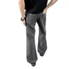 Pantalones acampanados grises bordados de cuatro puntadas para hombre, pantalones con vibra de la alta calle americana, fluidos, pantalones casuales de pierna recta de alta gama