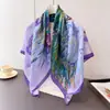 Lenço de seda artificial de alta qualidade, estilo pintura a óleo vintage, echarpe estampada, lenço decorativo para o pescoço, lenço para a cabeça com proteção solar, lenço
