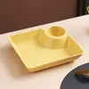 Prato de Dumpling para Restaurante com Pratinho para Vinagre, Prato Quadrado de Plástico para Jantar, Prato Compartimentado para Sushi e Batatas Fritas, Louça, Bandeja para Lanches Venda por Atacado