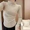 Camiseta base para mujer de ajuste ceñido y cuello medio alto, nuevo estilo otoño e invierno, forrada de polar y engrosada, top versátil de manga larga