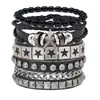 9 Peças de Venda Direta da Fábrica Exagerados Braceletes Masculinos de Couro Sintético, Joias de Pulseira Punk Europeias e Americanas Não Convencionais com Tachas e Rebites
