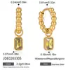 Brincos Pendentes Quadrados de Zircônia Europeus e Americanos Silenciosos e Elegantes Aço Inoxidável Dourado 18K para Mulheres Transfronteiriços Leve Luxo Design de Nicho Acessórios de Brinco
