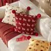Cojín Decorativo Rojo de Año Nuevo para Sofá, Sala de Estar, Atmósfera de Lujo, Funda de Cojín para Cabecera con Relleno, Extraíble y Lavable