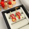 Brincos de Dança do Leão Estilo Chinês Ano Novo Gato da Fortuna para Mulheres Caractere da Fortuna Vermelho Brincos Stud Festivos Pacíficos Acessórios Femininos Estilo Chinês
