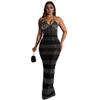 C7075 Moda Europea y Americana para Mujer con Encaje y Pedrería, Vestido sin Mangas de Escote Profundo, Estación Independiente de AliExpress Amazon Transfronterizo