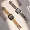 Adecuado para Correas de Apple Watch Iwatch/9/10/11 Correa de Reloj de Metal Cadena de Mezclilla Estilo Pequeño Fragante S11 Correa de Reloj