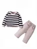 Conjunto de Sudadera de Moda Novedoso para Niños de Primavera y Otoño, Conjunto para Niños, Conjunto de Dos Piezas Rayado para Niños Pequeños