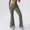 Top Transfronterizo de Cuello en V Profundo, Sujetador de Yoga Sexy de Tirantes Finos, Hermoso Conjunto de Espalda, Pantalones Acampanados de Cintura Alta para Mujer con Control de Abdomen y Levantamiento de Glúteos, Secado Rápido