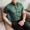 Camisa nueva de verano para hombre, de manga corta, blanca, para negocios, profesional, sin planchado, de seda helada, de media manga, en pulgadas