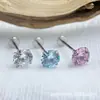 Aleación de Titanio Astmf-136 0.8 de Grosor Rosca Interna Garras Zirconio Pendientes G23 Titanio Rosca Interna Pendientes de Zirconio Cabeza de Joyería