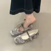 Zapatos Planos de Terciopelo Coreano Estilo Ins de Correa Única y Boca Baja para Mujer, Zapatos de Abuela Versátiles y Cómodos, Zapatos Mary Jane Retro